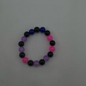 Pink, Purple, and Black Beaded Bracelet